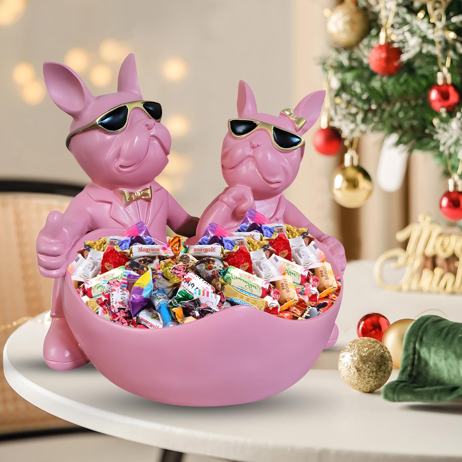 Amazon.com: Huhote Candy Bowl Bulldog Decor Lovers，Heart-shaped